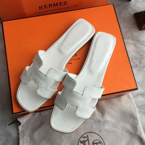 hermes slippers white